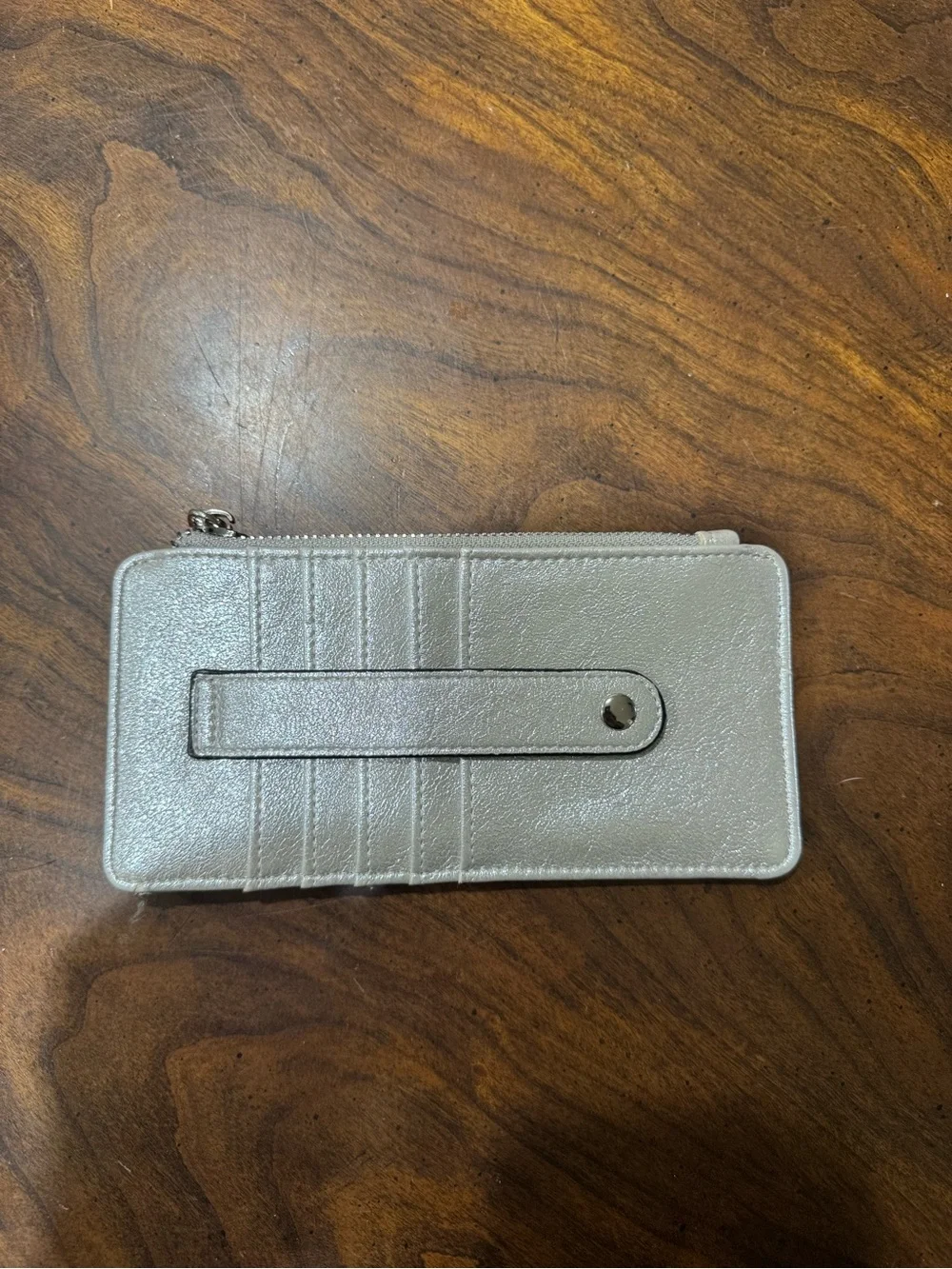 Metallic Silver Card Wallet Phone Accessory